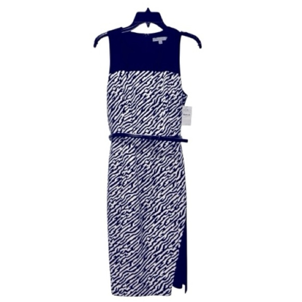 NWT Classiques Entier Zebra Print Sheath Dress Size 8 Belted $228